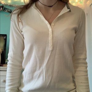 L.L Bean Cream Henley Long Sleeve